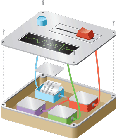 exploded electronics illustration